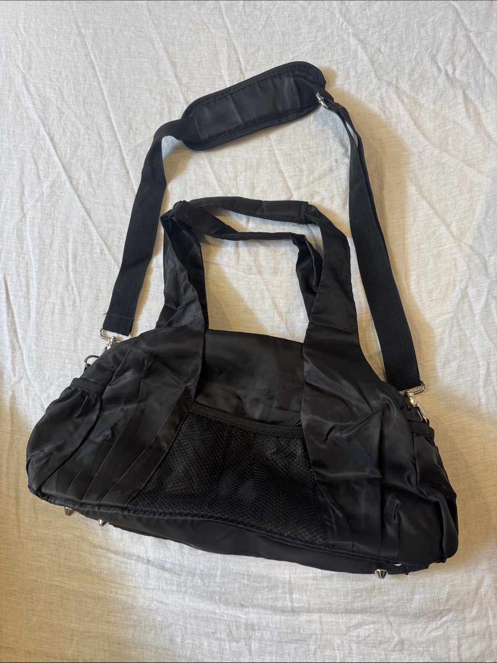 Black Nylon Tote Shoulder Bag Adjustable Crossbody Strap Utility Y2k